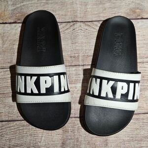 Victoria's secret PINK black and white slide sandals size medium 7/8